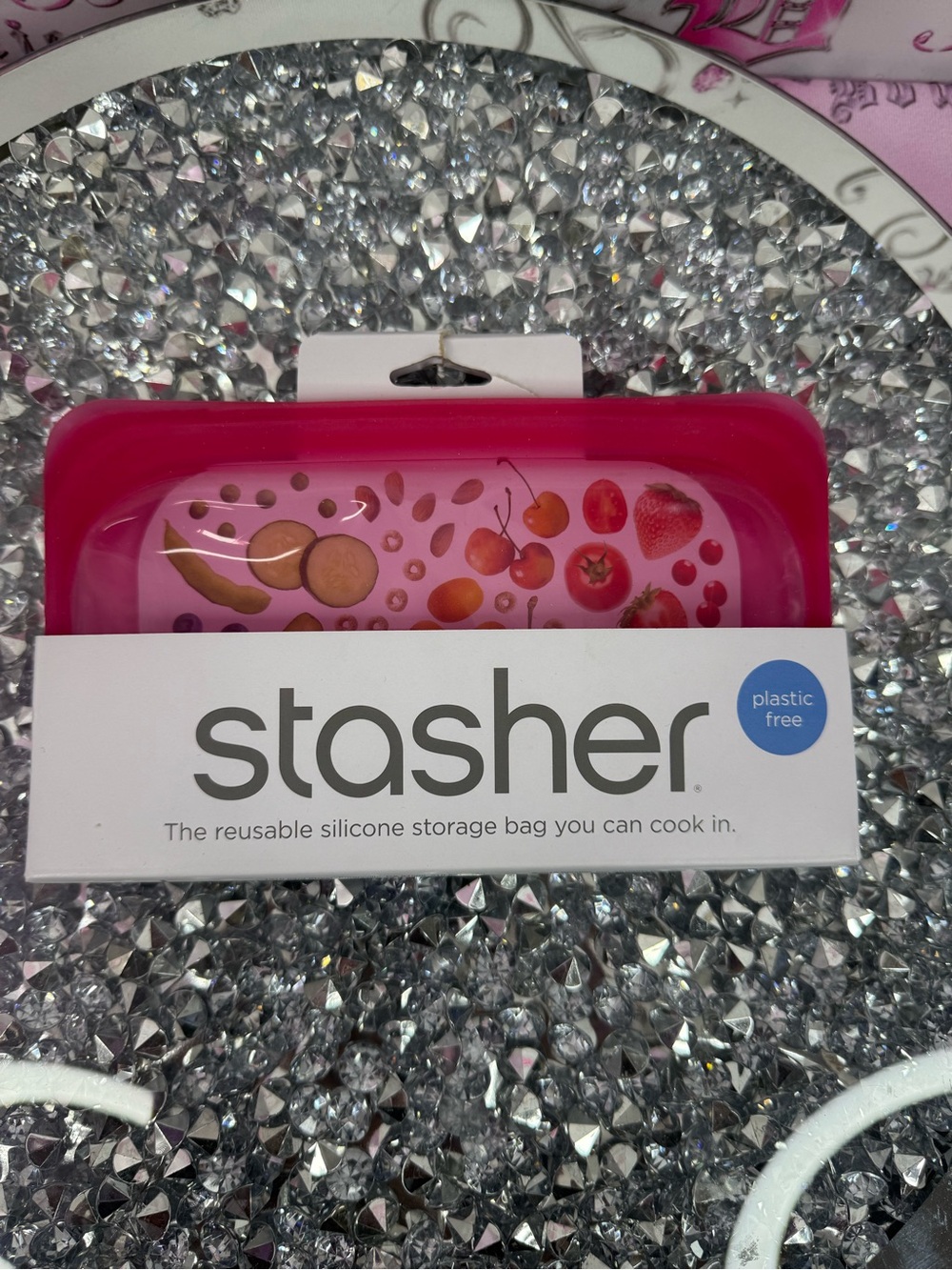 STASHER BAG pink mini plastic free NEW Reusable Silicone Storage Bag - Pink